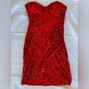 Elegant Red Sequin Dress